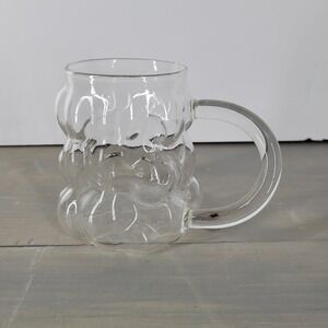 Clear Glass Novelty Mug Bubble Design Handle